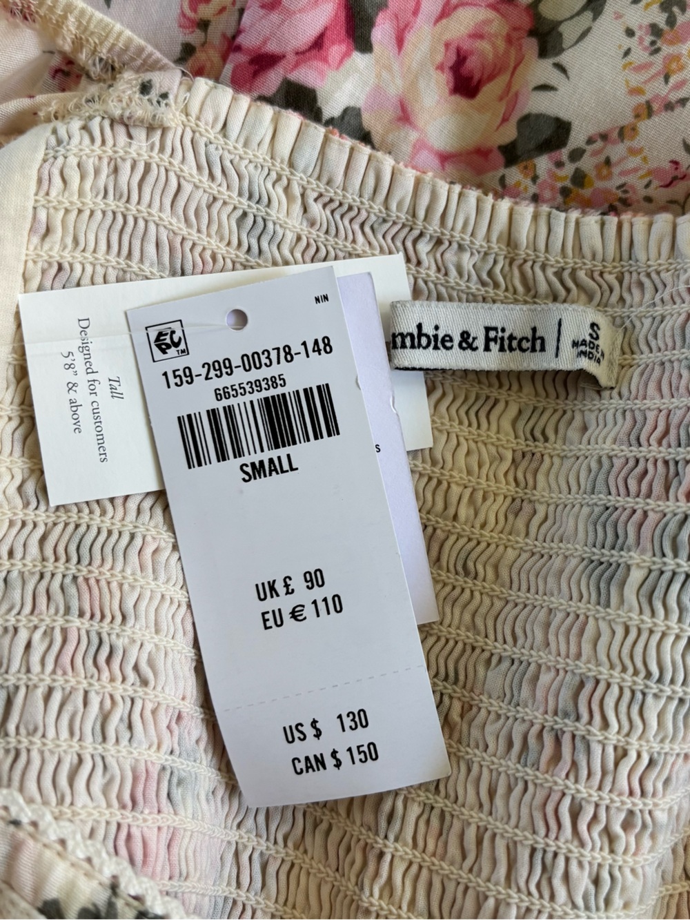 NWT Abercrombie & Fitch Emerson Puff Sleeve Midi Cotton Dress Floral Patchwork S - Picture 4 of 14